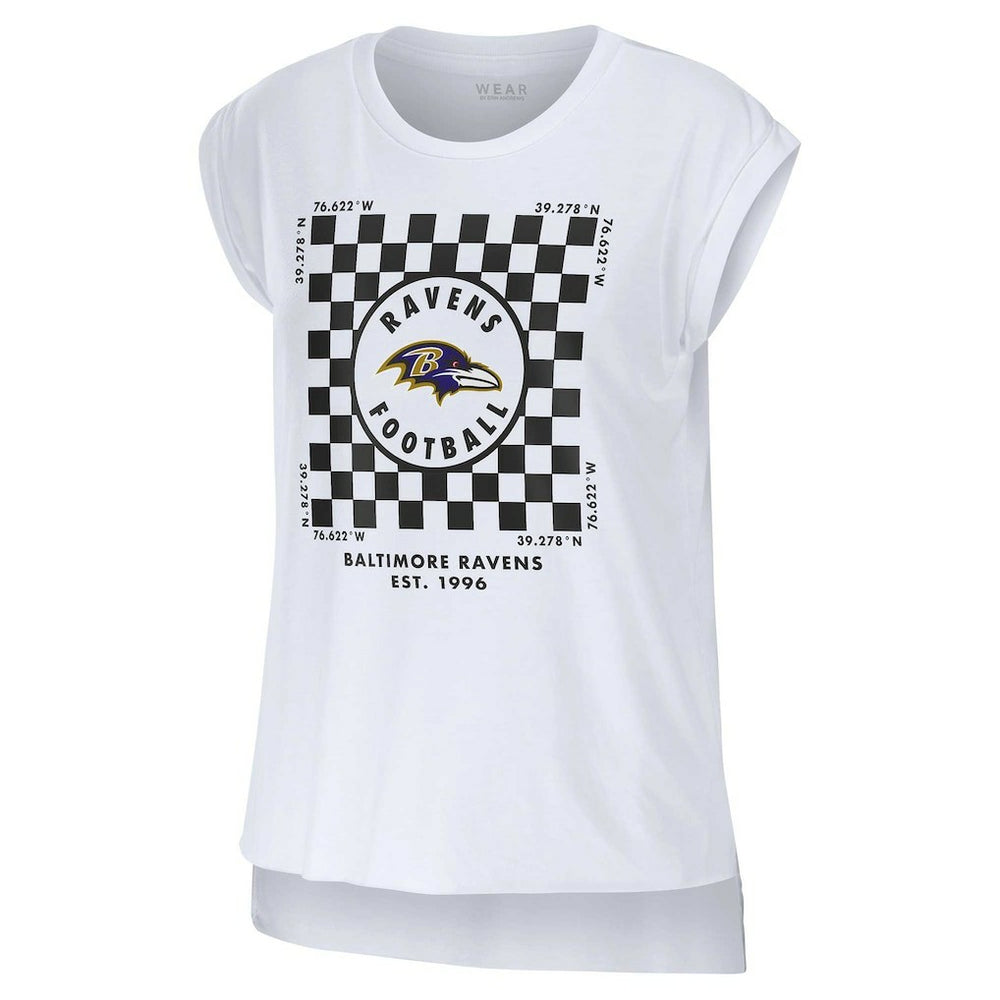 Baltimore Ravens WEAR by Erin Andrews Women's Checker Muscle Tank Top - White on sale