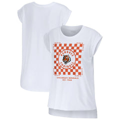 Cincinnati Bengals WEAR by Erin Andrews Women's Checker Muscle Tank Top - White on sale