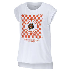 Cincinnati Bengals WEAR by Erin Andrews Women's Checker Muscle Tank Top - White on sale