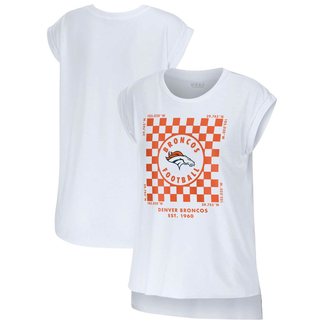 Denver Broncos WEAR by Erin Andrews Women's Checker Muscle Tank Top - White discount