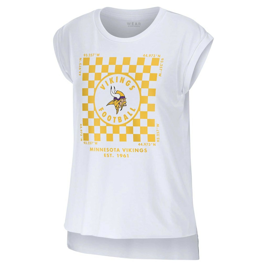 Minnesota Vikings WEAR by Erin Andrews Women's Checker Muscle Tank Top - White outlet