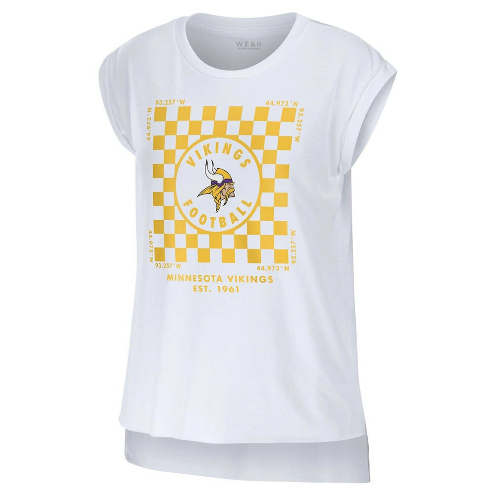 Minnesota Vikings WEAR by Erin Andrews Women's Checker Muscle Tank Top - White outlet