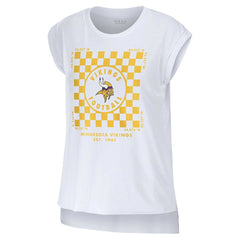 Minnesota Vikings WEAR by Erin Andrews Women's Checker Muscle Tank Top - White outlet