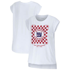 New York Giants WEAR by Erin Andrews Women's Checker Muscle Tank Top - White cheap