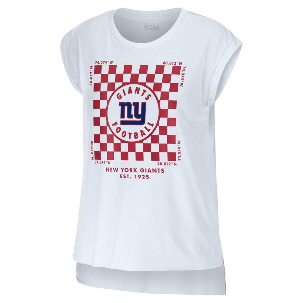 New York Giants WEAR by Erin Andrews Women's Checker Muscle Tank Top - White cheap