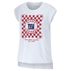 New York Giants WEAR by Erin Andrews Women's Checker Muscle Tank Top - White cheap