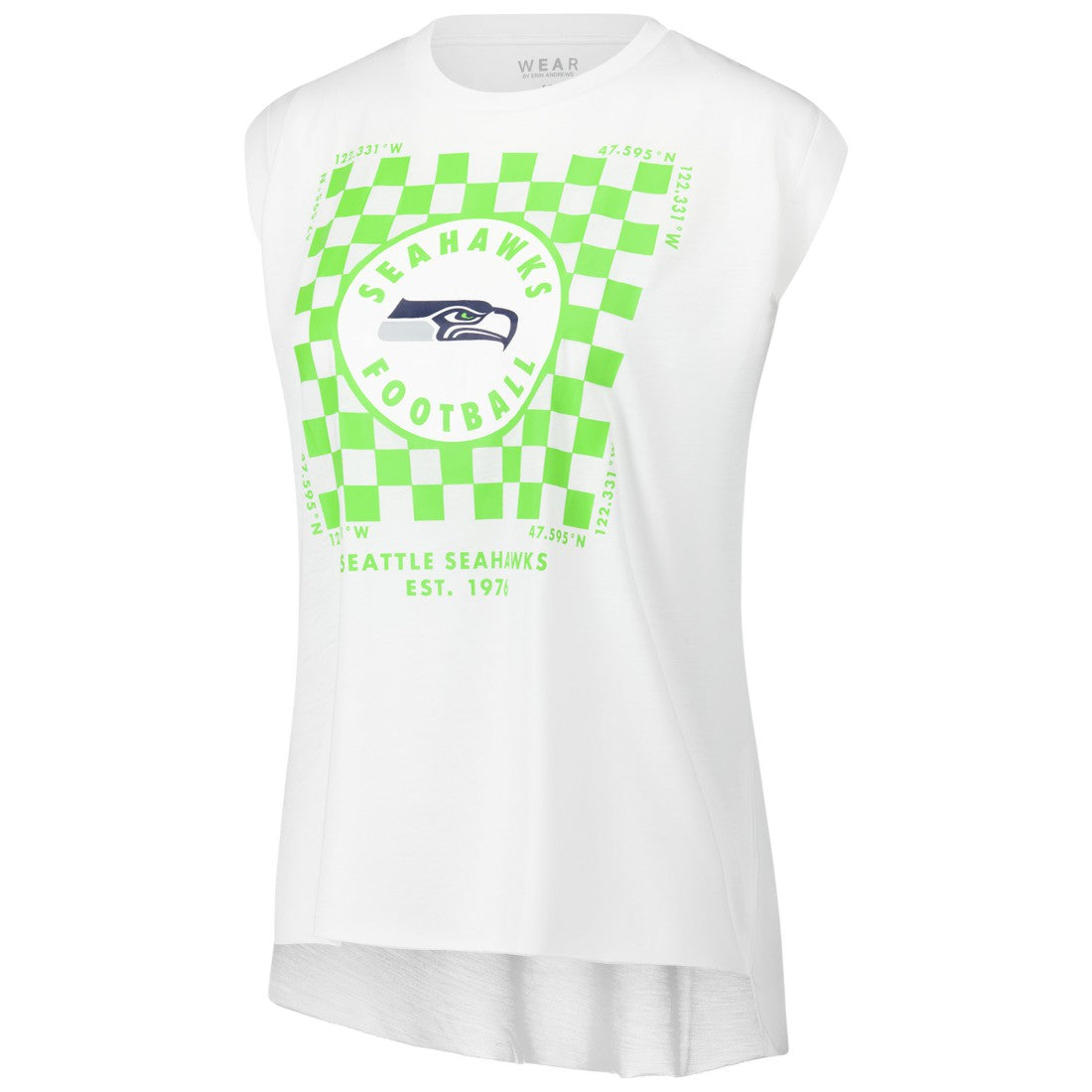 Seattle Seahawks WEAR by Erin Andrews Women's Checker Muscle Tank Top - White on sale