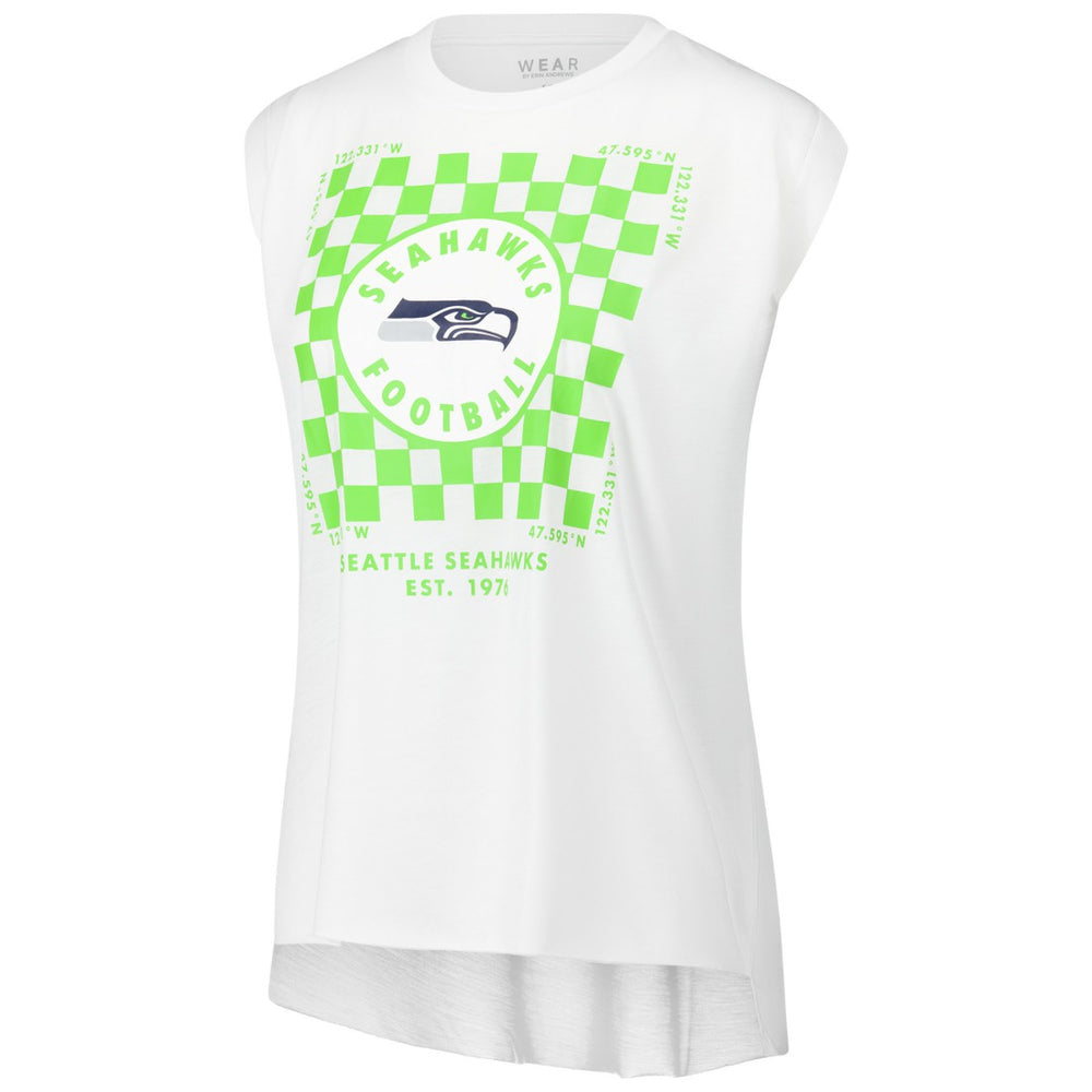 Seattle Seahawks WEAR by Erin Andrews Women's Checker Muscle Tank Top - White on sale