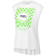 Seattle Seahawks WEAR by Erin Andrews Women's Checker Muscle Tank Top - White on sale