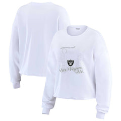 Las Vegas Raiders WEAR by Erin Andrews Women's Postcard Cropped Long Sleeve Top - White sale