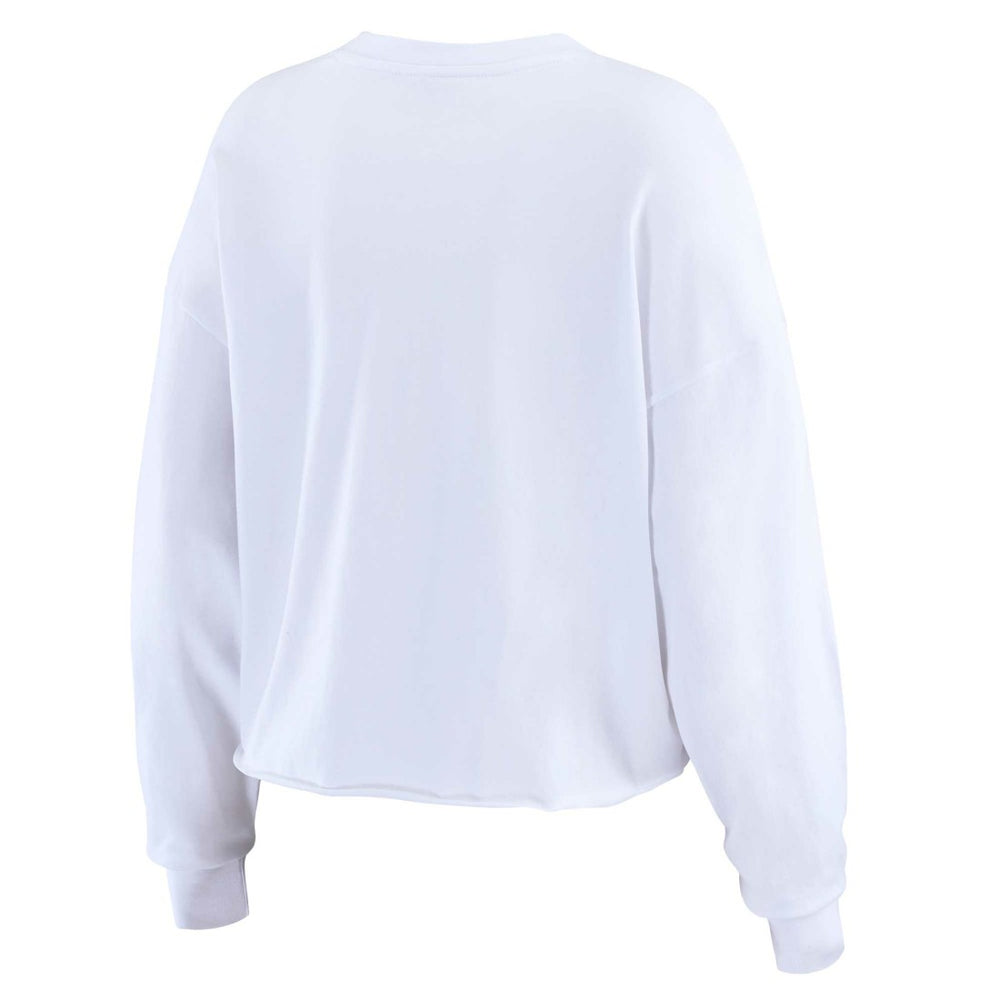 Detroit Lions WEAR by Erin Andrews Women's Postcard Cropped Long Sleeve Top - White for sale