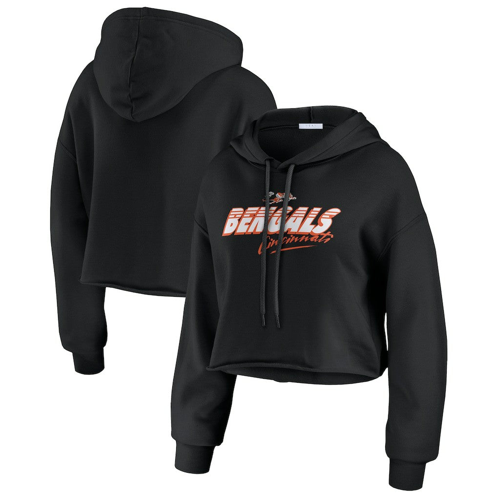 Cincinnati Bengals WEAR by Erin Andrews Women's Prime Cropped Pullover Hoodie - Black online