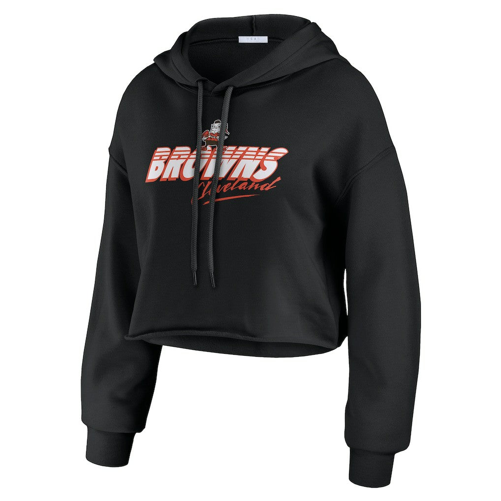 Cleveland Browns WEAR by Erin Andrews Women's Prime Cropped Pullover Hoodie - Black sale