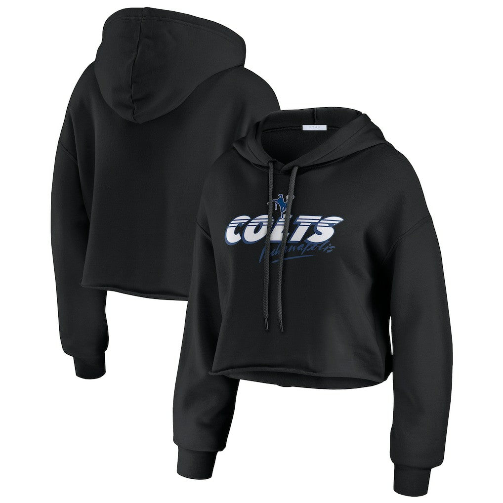 Indianapolis Colts WEAR by Erin Andrews Women's Prime Cropped Pullover Hoodie - Black on sale