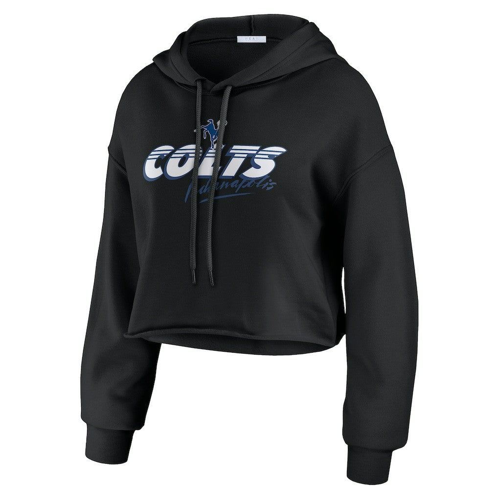 Indianapolis Colts WEAR by Erin Andrews Women's Prime Cropped Pullover Hoodie - Black on sale