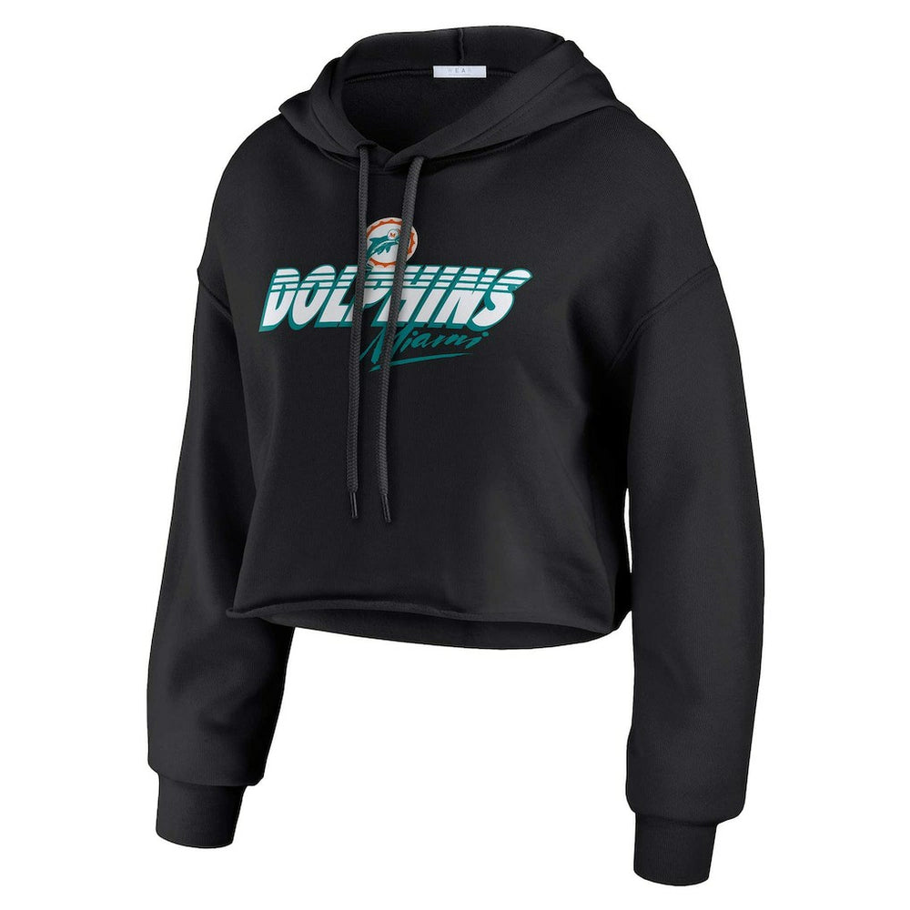 Miami Dolphins WEAR by Erin Andrews Women's Prime Cropped Pullover Hoodie - Black sale