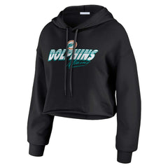 Miami Dolphins WEAR by Erin Andrews Women's Prime Cropped Pullover Hoodie - Black sale