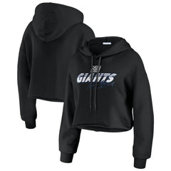 New York Giants WEAR by Erin Andrews Women's Prime Cropped Pullover Hoodie - Black cheap