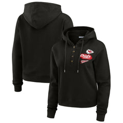 Kansas City Chiefs WEAR by Erin Andrews Women's Waffle-Knit Pullover Hoodie - Black cheap