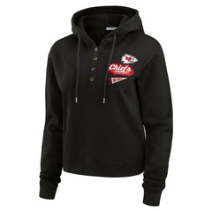 Kansas City Chiefs WEAR by Erin Andrews Women's Waffle-Knit Pullover Hoodie - Black cheap