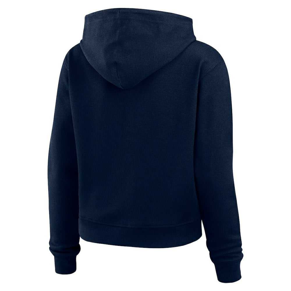 Denver Broncos WEAR by Erin Andrews Women's Waffle-Knit Pullover Hoodie - Navy on sale