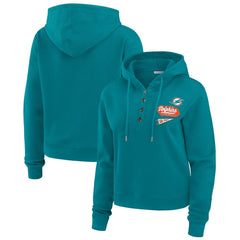 Miami Dolphins WEAR by Erin Andrews Women's Waffle-Knit Pullover Hoodie - Aqua outlet