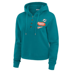 Miami Dolphins WEAR by Erin Andrews Women's Waffle-Knit Pullover Hoodie - Aqua outlet