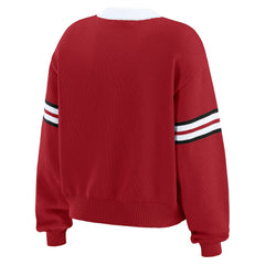 San Francisco 49ers WEAR by Erin Andrews Women's Lace-Up Sweater - Scarlet for sale