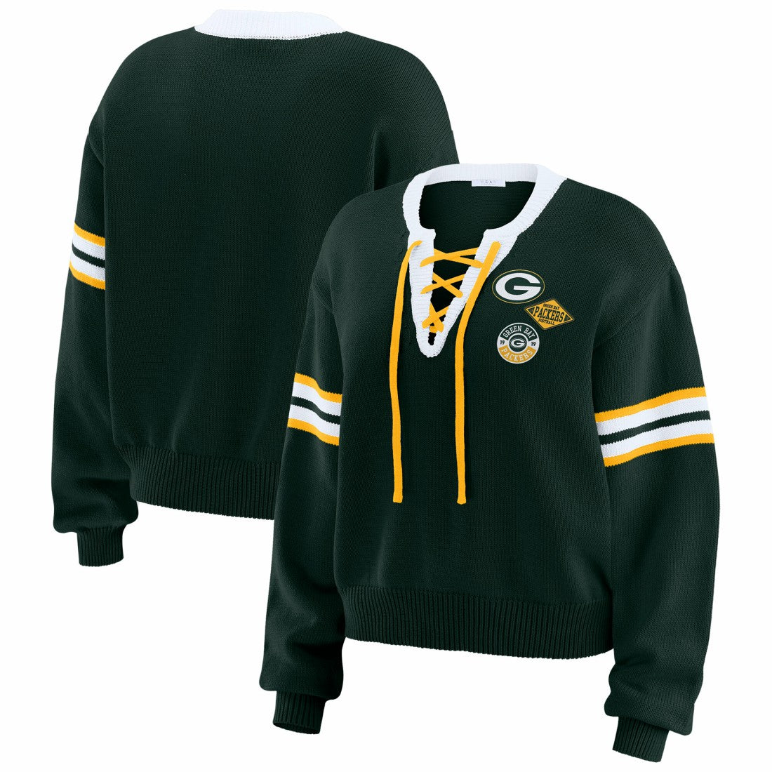 Green Bay Packers WEAR by Erin Andrews Women's Lace-Up Sweater - Green online