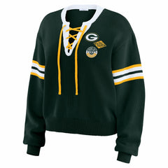 Green Bay Packers WEAR by Erin Andrews Women's Lace-Up Sweater - Green online