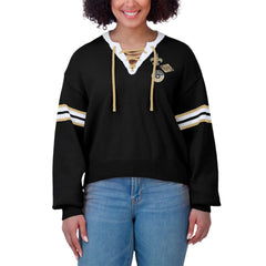 New Orleans Saints WEAR by Erin Andrews Women's Lace-Up Sweater - Black on sale
