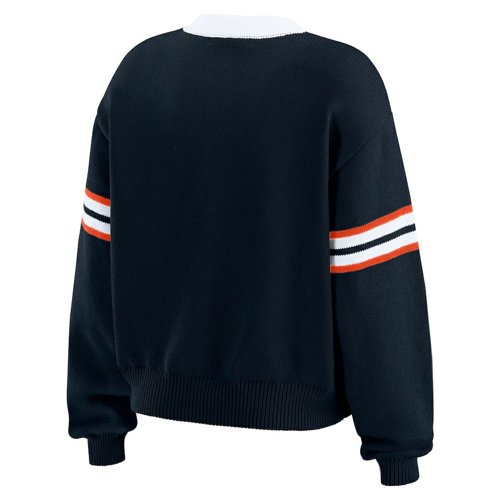 Chicago Bears WEAR by Erin Andrews Women's Lace-Up Sweater - Navy cheap