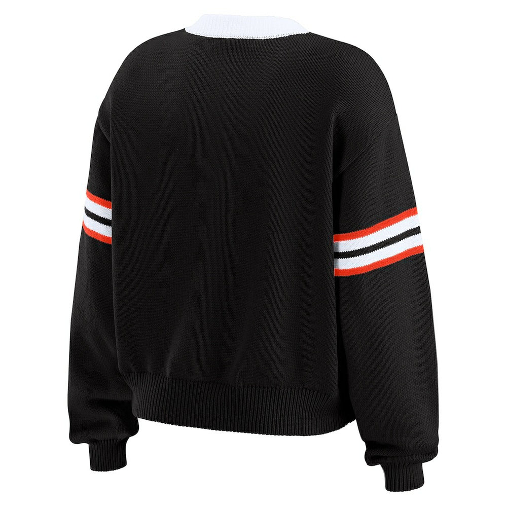 Cincinnati Bengals WEAR by Erin Andrews Women's Lace-Up Sweater - Black sale