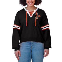 Cincinnati Bengals WEAR by Erin Andrews Women's Lace-Up Sweater - Black sale