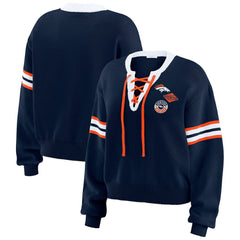 Denver Broncos WEAR by Erin Andrews Women's Lace-Up Sweater - Navy outlet