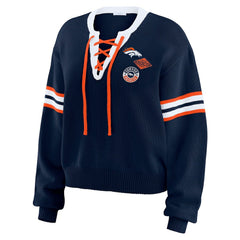 Denver Broncos WEAR by Erin Andrews Women's Lace-Up Sweater - Navy outlet