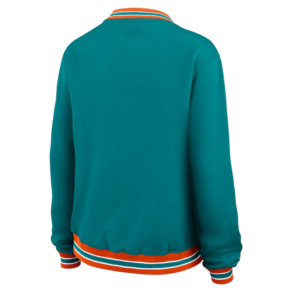 Miami Dolphins WEAR by Erin Andrews Women's Oversized Long Sleeve V-Neck Sweatshirt - Aqua for sale
