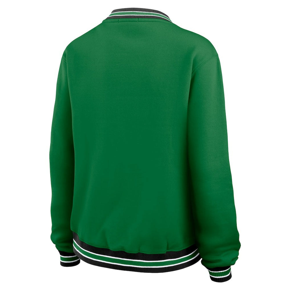 New York Jets WEAR by Erin Andrews Women's Oversized Long Sleeve V-Neck Sweatshirt - Green for sale