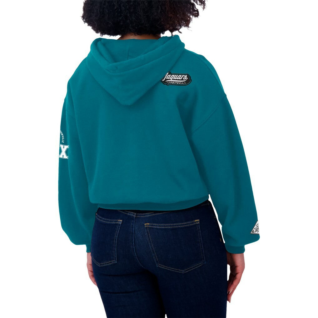 Jacksonville Jaguars WEAR by Erin Andrews Women's Patch Quarter-Zip Pullover Hoodie - Teal online