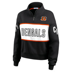 Cincinnati Bengals WEAR by Erin Andrews Women's Quarter-Zip Jacket - Black on sale