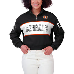 Cincinnati Bengals WEAR by Erin Andrews Women's Quarter-Zip Jacket - Black on sale
