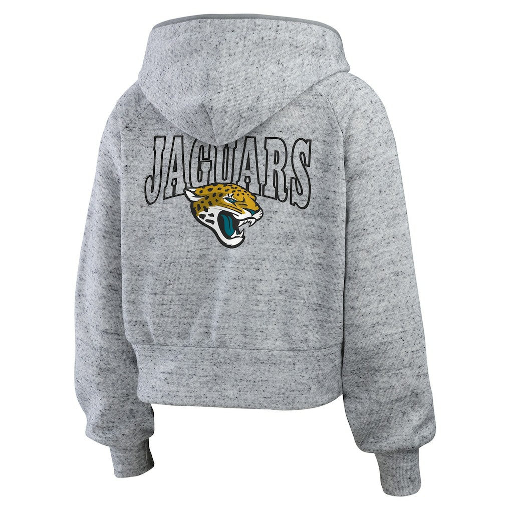 Jacksonville Jaguars WEAR by Erin Andrews Women's Speckled Fleece Cropped Full-Zip Hoodie - Heather Gray on sale