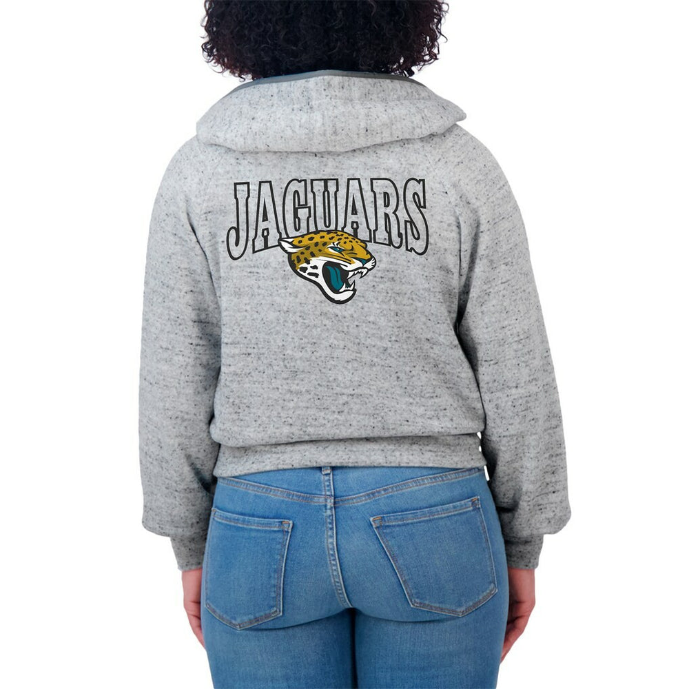 Jacksonville Jaguars WEAR by Erin Andrews Women's Speckled Fleece Cropped Full-Zip Hoodie - Heather Gray on sale
