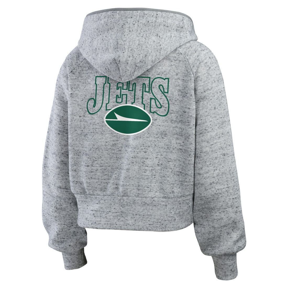 New York Jets WEAR by Erin Andrews Women's Speckled Fleece Cropped Full-Zip Hoodie - Heather Gray online