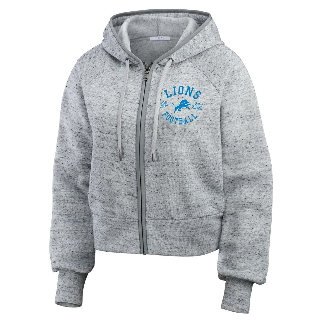 Detroit Lions WEAR by Erin Andrews Women's Speckled Fleece Cropped Full-Zip Hoodie - Heather Gray outlet