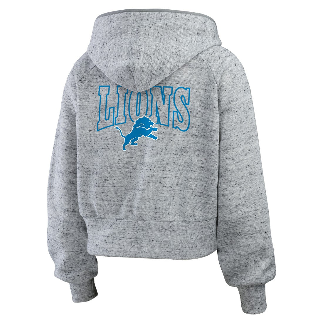 Detroit Lions WEAR by Erin Andrews Women's Speckled Fleece Cropped Full-Zip Hoodie - Heather Gray outlet