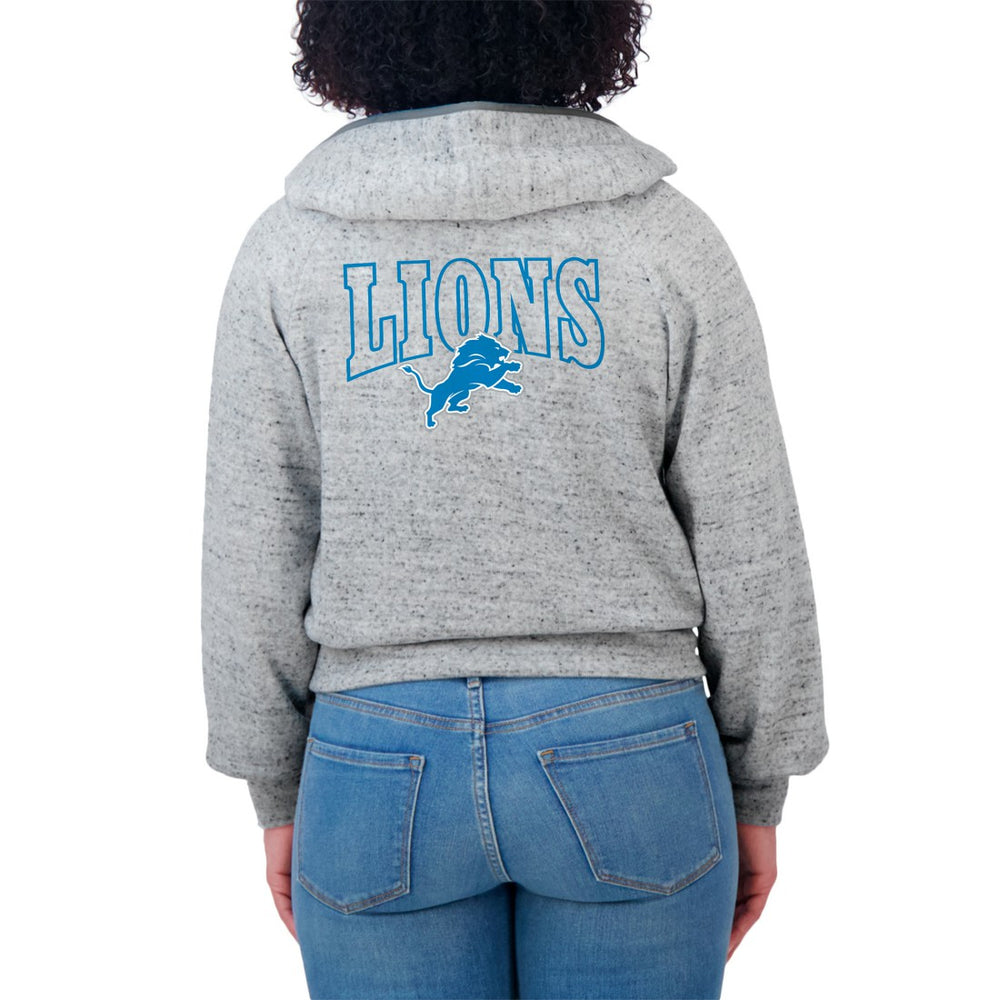 Detroit Lions WEAR by Erin Andrews Women's Speckled Fleece Cropped Full-Zip Hoodie - Heather Gray outlet