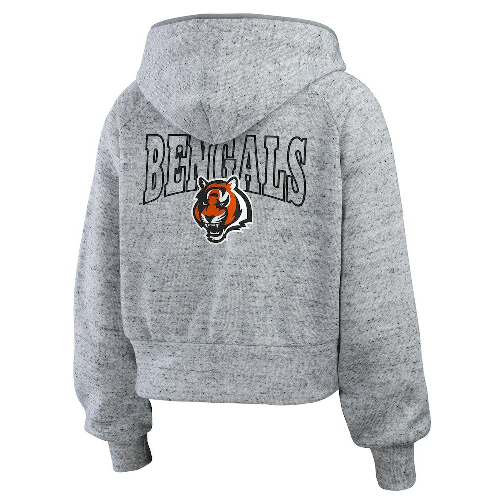 Cincinnati Bengals WEAR by Erin Andrews Women's Speckled Fleece Cropped Full-Zip Hoodie - Heather Gray online
