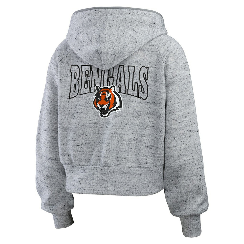 Cincinnati Bengals WEAR by Erin Andrews Women's Speckled Fleece Cropped Full-Zip Hoodie - Heather Gray online