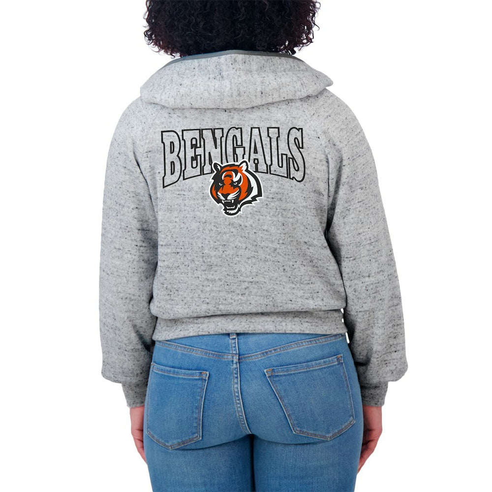 Cincinnati Bengals WEAR by Erin Andrews Women's Speckled Fleece Cropped Full-Zip Hoodie - Heather Gray online